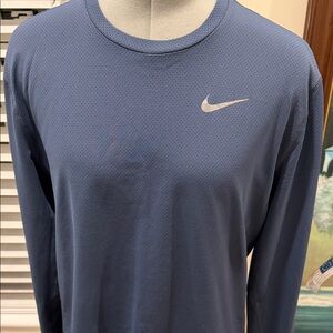 Nike RUNNING DRI-FIT Men's Long Sleeve Shirt in Navy Blue with reflector
